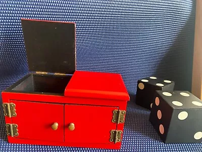 Vintage Magic Trick (Smaller) Sucker Sliding Red Wood Die Box 50 Years Old VGC • $32