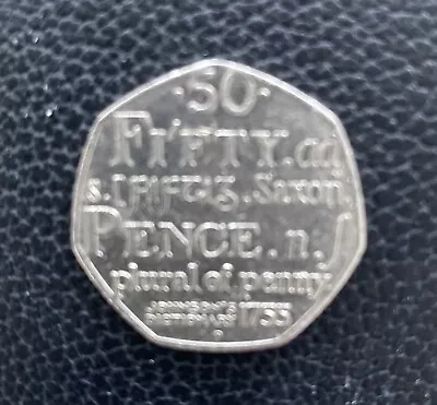 50p Fifty Pence Coin Johnson's Dictionary 1755 Saxon Plural Of Penny • £3.50