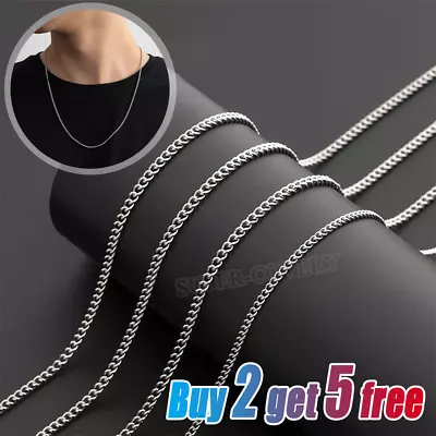 GENUINE 925 STERLING SILVER CURB CHAIN NECKLACE LOBSTER CLASP-Buy 2 Get 5 Free • £3.21