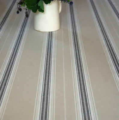 £8 • Buy French Linen Oilcloth Vintage Blue Striped Ticking Machine Washable