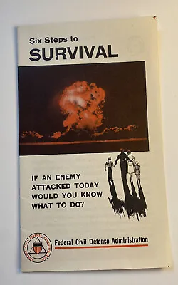 Vintage 1955 Civil Defense 6 Steps To Survival If An Enemy Attacked Atomic Bomb • $18.45