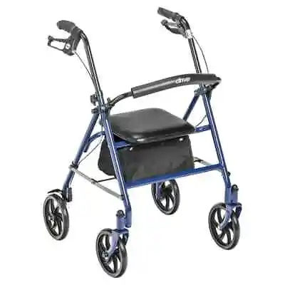 $82 • Buy Drive Medical 4-Wheel Rollator Walker With Seat & Removable Back Support - Blue