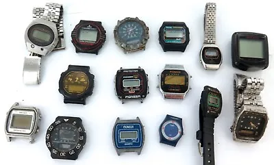 Lot Vintage LCD Watches Seiko Citizen Pioneer Pulsar Lorus. Parts Or Restore • $90