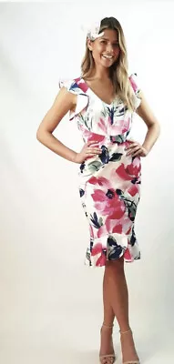 $79.99 • Buy Gorgeous Size 10 Wedding Special Occasions Dress Floral  Print Detailing V Neck