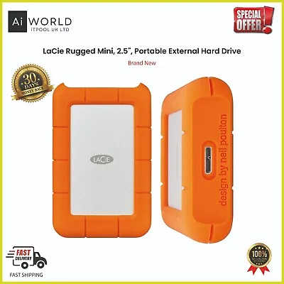 LaCie Rugged Mini 2.5  Portable External Hard Drive - Brand New • £79.99