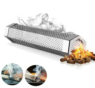 Stainless Steel BBQ Grill Smoker Box Tube For Wood Pellet Pipe Smoking Meat • $13.97