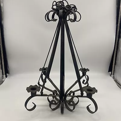 VTG Gothic Black Iron Hanging Candelabra 17 1/2’’ Tall 14’’ Wide • $40