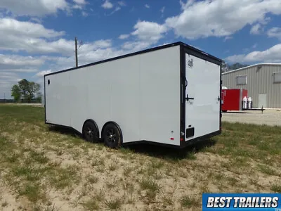 8 X 24 Blackout Enclosed Carhauler Trailer Cargo White Car Hauler LED 5k Axles  • $14495