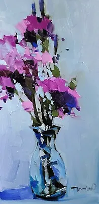 $0.99 • Buy JOSE TRUJILLO Oil Painting IMPRESSIONISM Collectible ORIGINAL Flowers Still Life