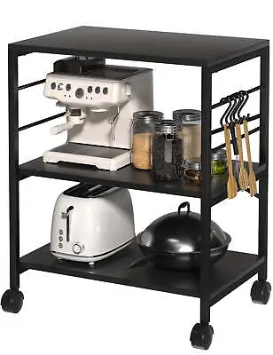 $49.99 • Buy Kitchen Microwave Cart, 3-Tier Kitchen Utility Cart Vintage Rolling Bakers Rack