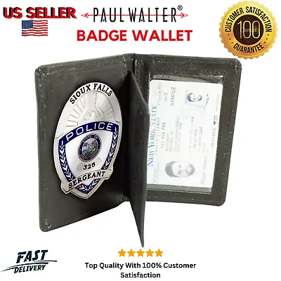 $17.45 • Buy ID Badge Holder Police Genuine Leather Slim Bifold Wallet,Concealed Carry Weapon