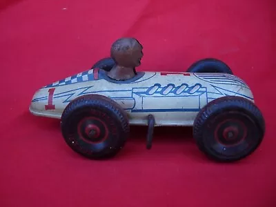 Louis Marx MAR Tin Wind Up Toy Midget Racing  Race  Racer Car  Blue & White • $54.07