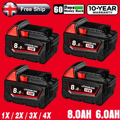 1~4Pack Li-ion Battery For Milwaukee M18 M18B6 18V XC 8Ah 6Ah 48-11-1860 18VOLT • £24.98