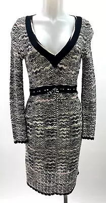 Missoni  Chervon Knit Sweater Dress White Black Green Size 40 - 6 • $59.99