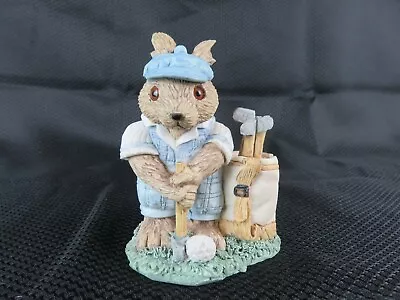 Vintage 1993 Mervyns Easter Bunny Rabbit Golf Golfer Figurine Bisque Porcelain • $16.99