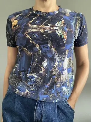 £29.99 • Buy Lucas Hugh London Designer Ladies Navy Sports Wear City Print T-shirt Size XS
