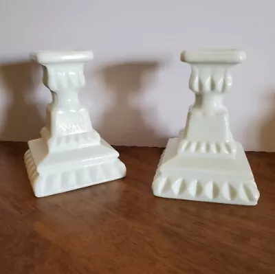 2 Vintage Westmoreland Milk Glass Candle Holders Candlesticks Pair White  • $30