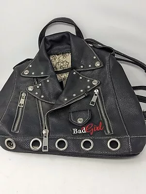 Bad Girl Dog/Pet Backpack Carrier XS/S Black Motorcycle Jacket Design-Zippers • $27.99