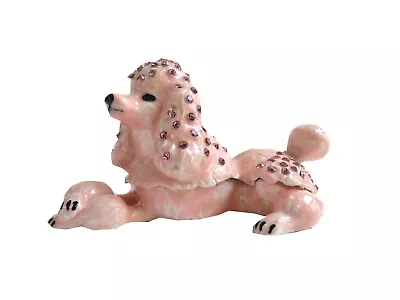 $26.99 • Buy Bejeweled   Pink Poodle Dog   Hinged Metal Enameled Rhinestone Trinket Box