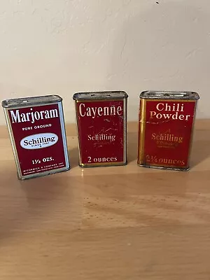 Vintage Schilling Spices Metal Tops Great Collection  • $25