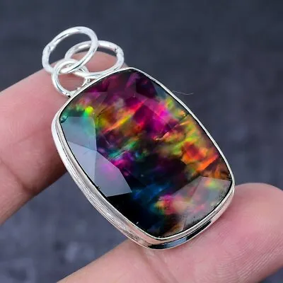 Natural Ammolite Gemstone Handmade 925 Sterling Silver Gift Pendant 1.89  S141 • £13.50