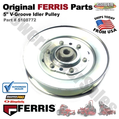 $41.09 • Buy Genuine OEM Ferris 5  V-Groove Idler Pulley For Lawn Mowers / 5108772, 84004874