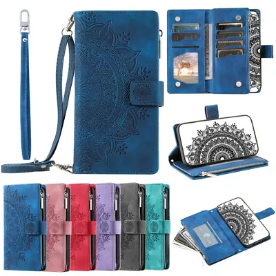 Zip Purse Card Leather Wallet Lanyard Case Magnetic  Cover For Various Phone • £9.59