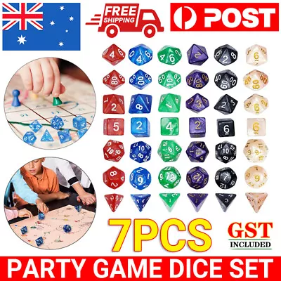 7pcs Polyhedral Dice Acrylic Set For DND RPG MTG Dungeons Dragons Game Party AU • $5.45
