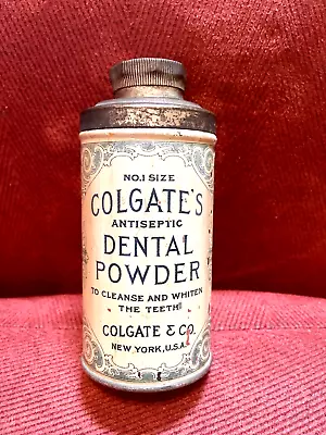 Antique Dental Tooth Powder Tin: Colgate Early Version W/contents. • $34.95