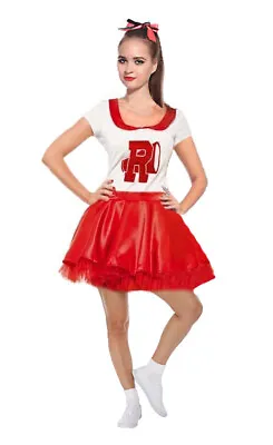Womens Cheerleader School Uniform Costume Halloween Fancy Dress Adult Lady UK • £12.99