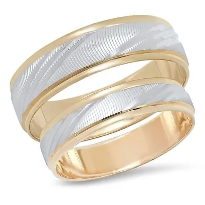£402.11 • Buy 14K Gold Wedding Band Band Ring Set His And Hers Engagement 2 PC Matching