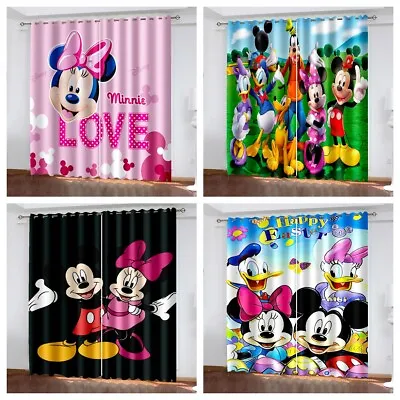New Boys Girls Drapes Curtains Mickey Mouse 3D Blackout Curtains Ring Top Eyelet • £34.80