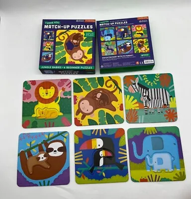 Mudpuppy I Love You Match Up Puzzles Jungle Babies 6 Beginner Puzzles EUC • $8