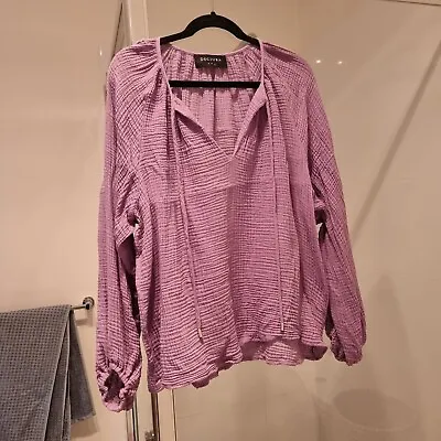 Decjuba Womens- Purple Light Weight Puff Sleeved Top- Size L Large • $35