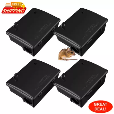 4 Pack Rat Bait Stations Large Rodent Bait Station With Key Reusable Mouse Bait • $55.96