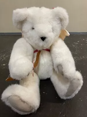 Vtg '84 Vermont Teddy Bear W/ Tags Cupid W/ Wings White Jointed W/ Bow USA • $29.99