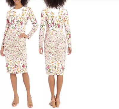 Maggy London Ity Floral Long Sleeve Jersey Sheath Dress • $30