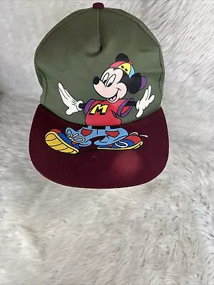 Vintage 90s Walt Disney Mickey Mouse Hip Hop Big Logo Snapback Hat Cap • $17.60