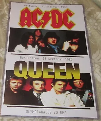 $13.99 • Buy Ac/dc & Queen 1980 Germany Replica Concert Poster