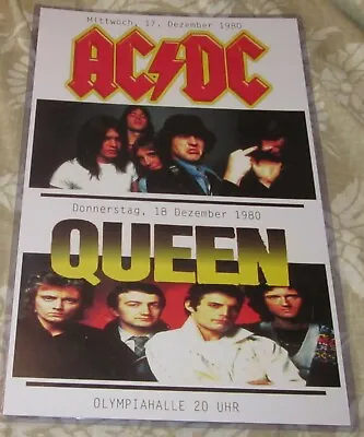 Ac/dc & Queen 1980 Germany Replica Concert Poster • $14.99