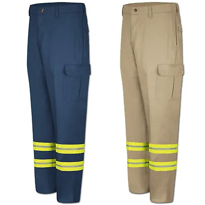 Red Kap Pants Reflective High Visibility (Hi Vis) Cargo Pocket Work Uniform PC76 • $36.98