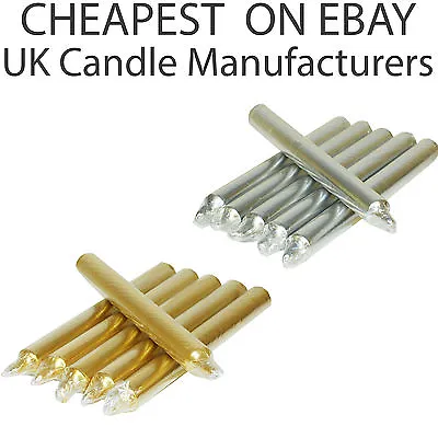 6 - 36 Gold Or Silver DINNER CANDLES Bistro Home WEDDING PARTIES DECORATION • £7.90