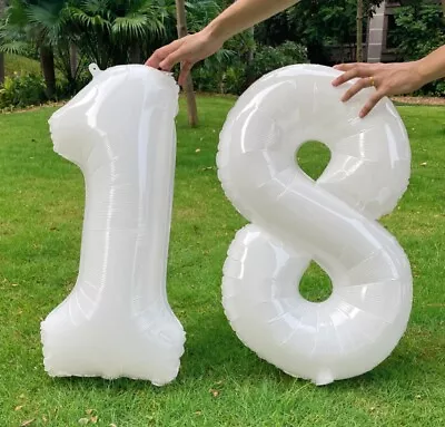 40 Inch / 101 Cm Party Birthday WHITE Number Character JUMBO Balloon Decoration • $5.99