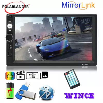 7  2 Din Touch Screen Car Radio Bluetooth Car MP5 Player Stereo Mirror Link • £23.39