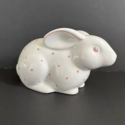 Tiffany & Co. White Pink Polka Dots Bunny Rabbit Piggy Bank Handpainted - Italy • $124.99