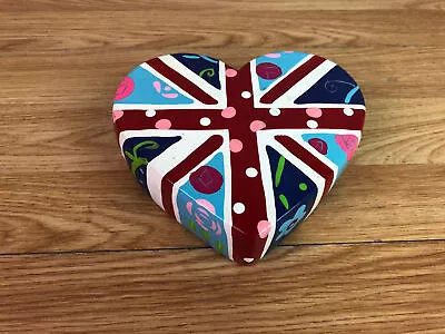 Multicoloured Heart Shaped Union Jack Ceramic Money Box See Notes • £13.99