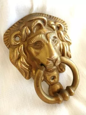 Vintage LION HEAD DOOR KNOCKER Brass 4 In. High EXC COND • $24.95