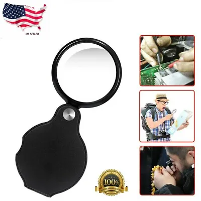 1pc 10X Mini Magnifying Glass Folding Pocket Magnifier Bigeye Glass Loupe US • $3.99