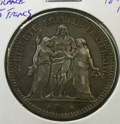 1874 A France 5 Francs Silver Coin (eb1017484) • $40