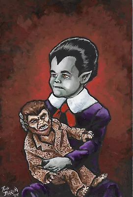 Eddie Munster & Woof Woof.....original Acrylic Paint Illustration • $30